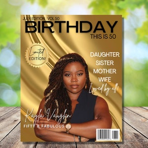 CUSTOM Magazine Cover, Digital File, Personalized Magazine Cover, 50th birthday Gift, 50th Magazine Cover,  Gift for her