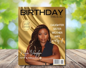 CUSTOM Magazine Cover, Digital File, Personalized Magazine Cover, 50th birthday Gift, 50th Magazine Cover,  Gift for her