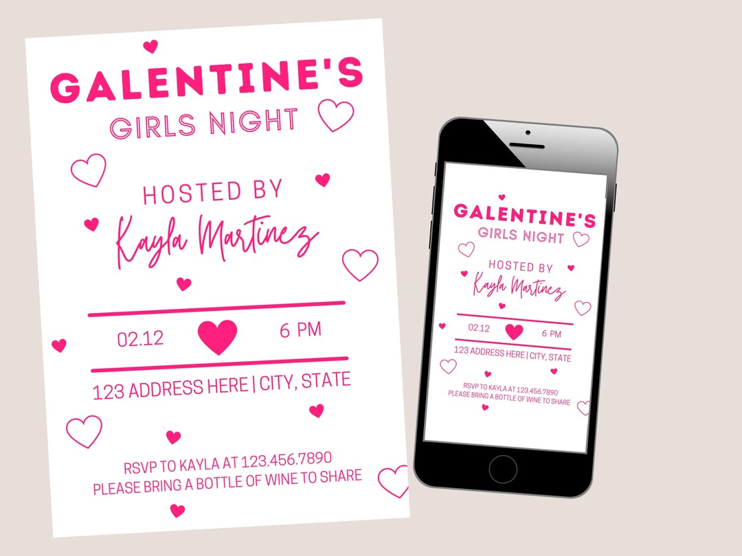 Editable Galentines Invitation Girls Night Invite Valentines - Etsy