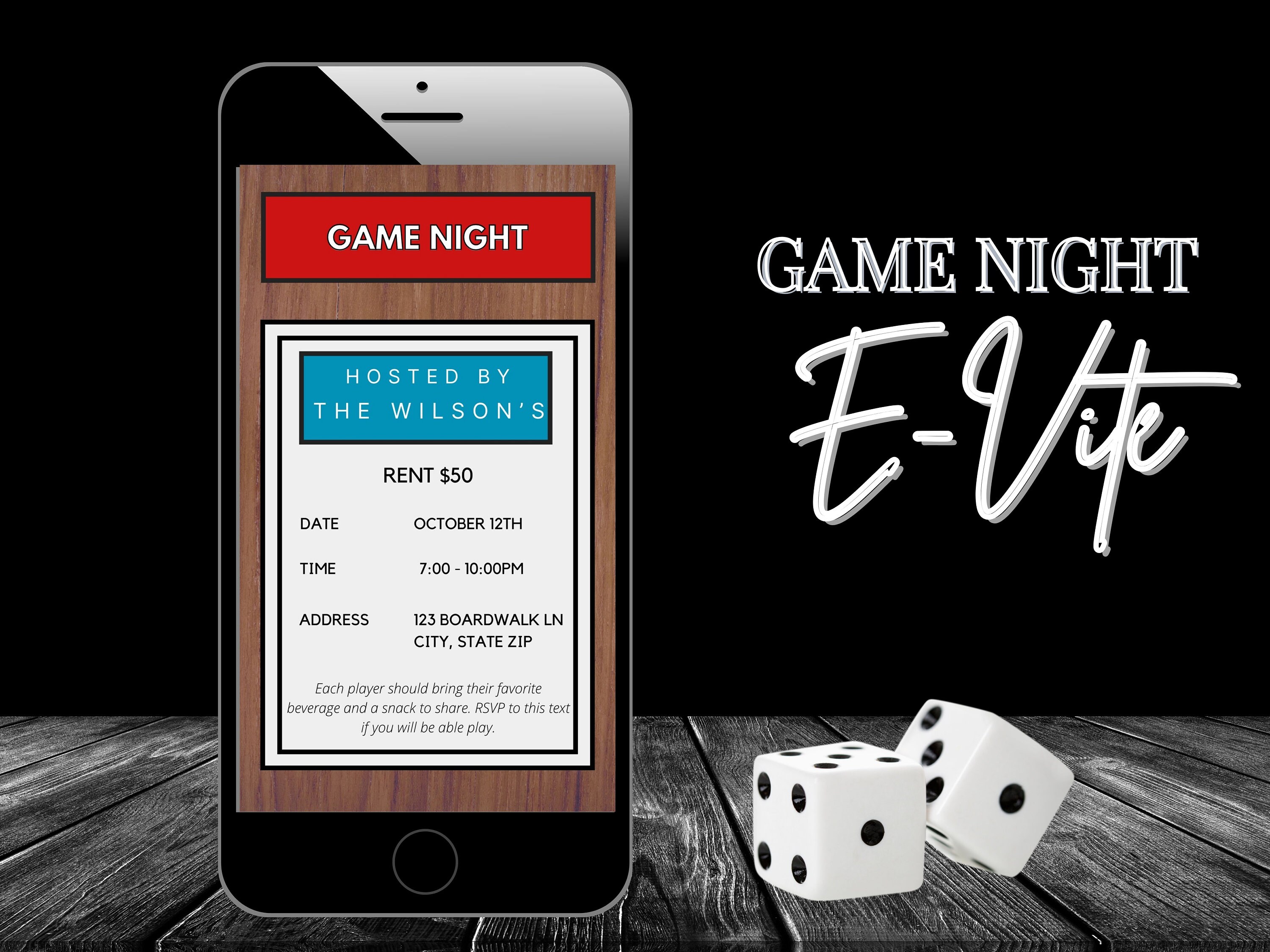 Game Night Evite Game Night Invitation Text Invitation Etsy