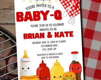 Editable Baby Q Baby Shower Invite, Barbecue Baby Shower Invite, Editable BBQ Baby Shower Invite, A Baby Q Evite