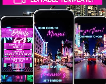 Miami Video Invitation, Miami Trip Party Evite, Video invite, Ocean Drive Birthday Evite, Miami Video Invite