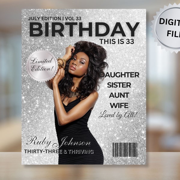 CUSTOM Magazine Cover, Digital File, Personalized Magazine Cover, 50th birthday Gift, 50th Magazine Cover,  Gift for her