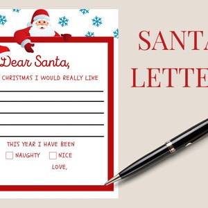 Sofortiger Download Weihnachtsbrief Wunschliste, Brief an den Weihnachtsmann druckbar, 8,5X11 Letter, Druck von zu Hause