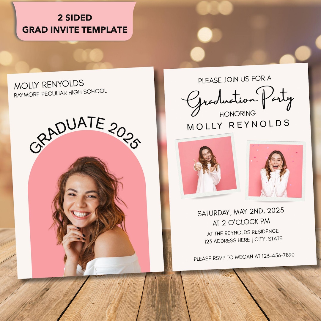 Graduation Party Invitation Template, Grad Invite With Photos ...
