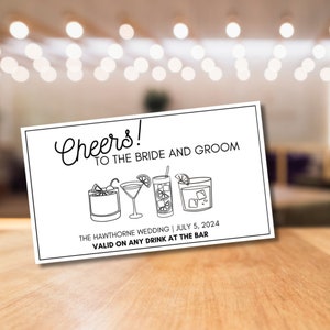 EDITABLE Drink Ticket Template, Drink Ticket, Printable Bar Ticket, Custom Cocktail Ticket, Canva Template