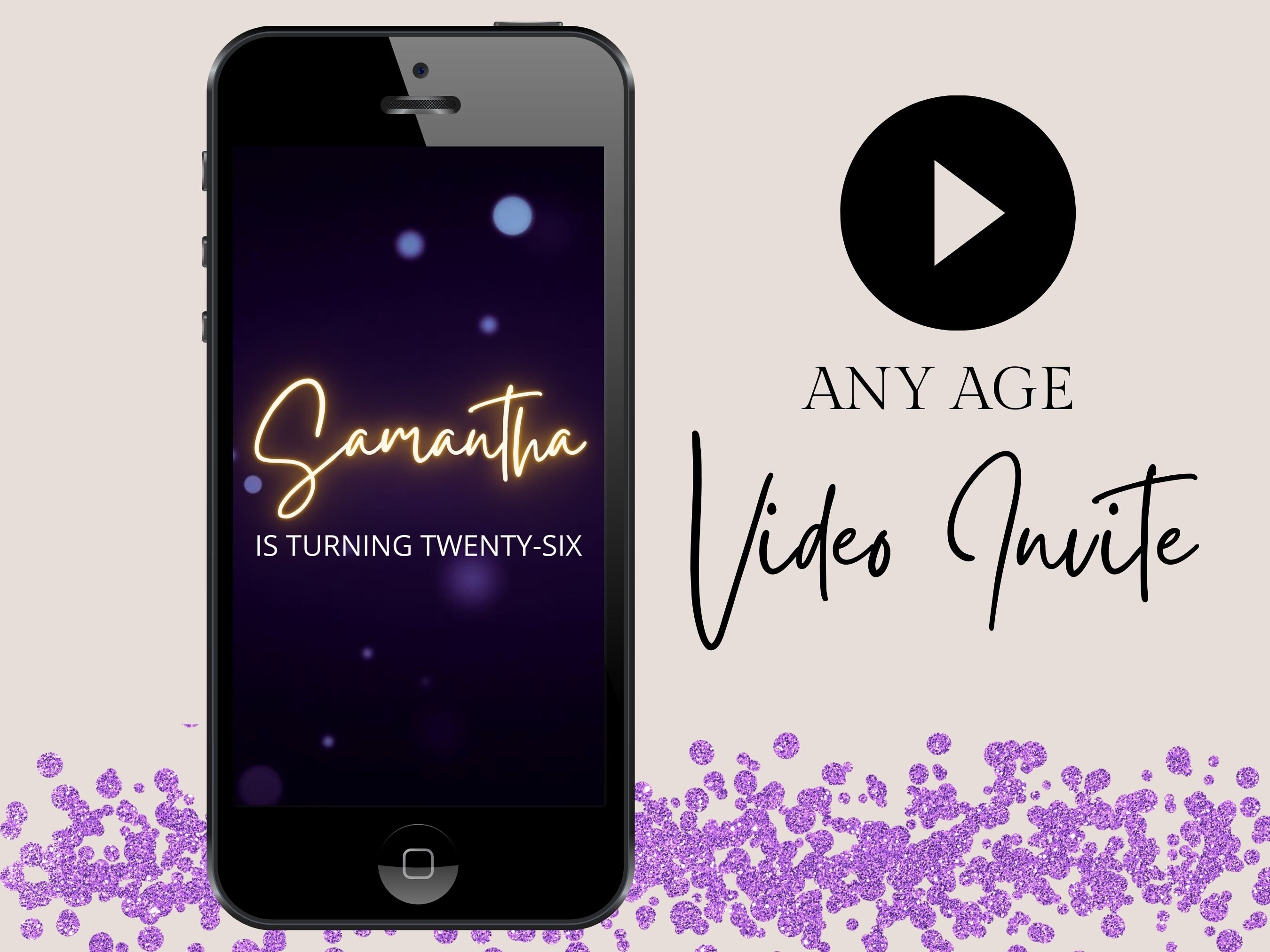 animated-birthday-invitation-video-party-invitation-purple-etsy