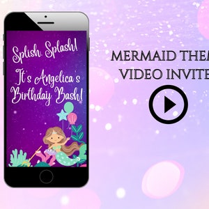 Mermaid Birthday Video Invitation, Video Invite, Text Evite, Animated Invitation, mermaid Party, mermaid Theme