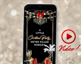 Gatsby Christmas Video Invitation, Roaring 20s Theme (Digital Evite)