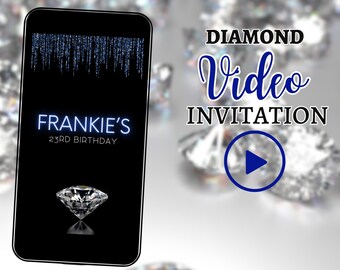Diamond Birthday Video Invitation, Animated Sparkle Evite