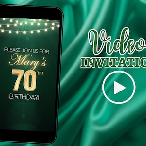 Emerald Green and Gold Video Invite, Green Invitation, Video Invitation, Video Evite, Invite with Music, Green Evite, Any Age Invite