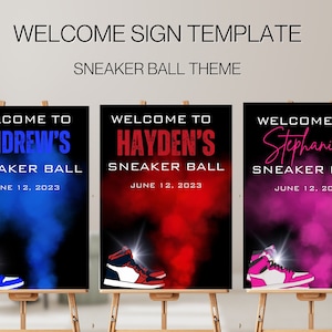 Sneaker Ball  Birthday Sign Template, editable  Birthday Sign, Birthday Sign, Canva Template, Birthday Sign with photo, Party welcome Sign