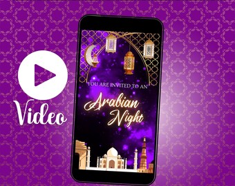 Arabian Nights Video Invitation, Moroccan Party Invite (Digital)