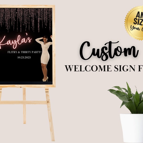 Digital Welcome Sign, Custom Welcome Sign, Birthday Decorations, Bachelorette Sign, Birthday Sign, Sign with Photo, Digital File