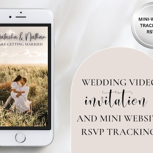 Wedding Video Invitation with Mini-website, Wedding Website, Wedding Video Evite, Video Invite, RSVP Tracking, Custom Website