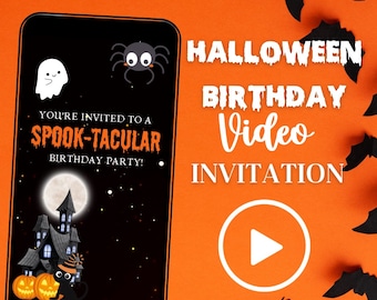 Kids Halloween Birthday Video Invite, Video Evite, Halloween Birthday, Halloween Video, Halloween Invitation, Video Invite, Girls Halloween