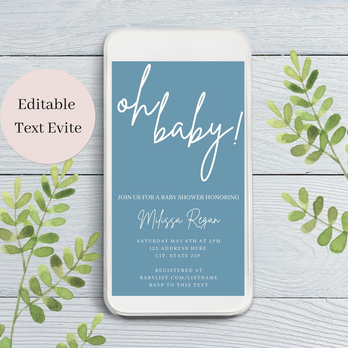 Editable Baby Shower Evite Digital Invitation Canva Etsy