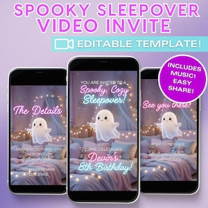 Digital Spooky Sleepover Video Invitation - Etsy UK