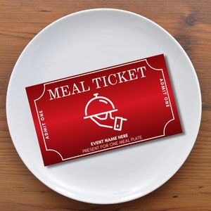 EDITIERBARE Essenskarte Vorlage, Food Ticket, druckbare Mahlzeit Karte, Benutzerdefinierte Mahlzeit Karte, Canva Tample