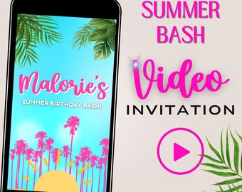 Summer Birthday Video Invitation, Birthday Evite, Video Evite, festival, Summer Party, Pool Party Invite, Birthday Invitation, tropical