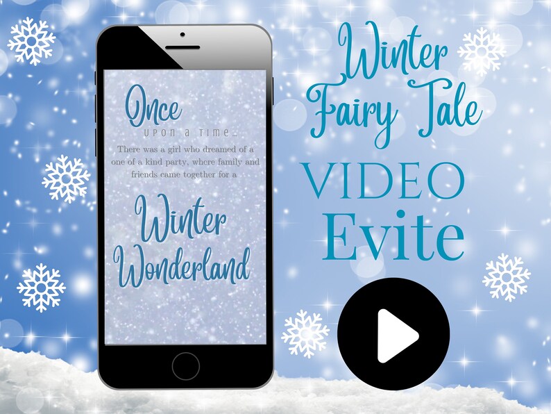 Winter wonderland Video Invite Fairy Tale Winter Party Evite Animated Invitation