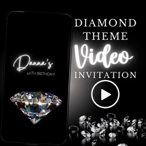 Video Invitation, Diamond Theme Party, Diamond Video, Video Evite, Video Invite, Birthday Video, Animated Invite, Diamond Party, Black White