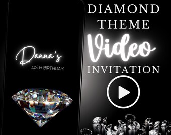 Diamond Theme Birthday Video Invitation, Animated Evite (Digital)
