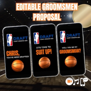 Plantilla editable de vídeo para propuesta de padrino de boda en baloncesto (descarga digital)