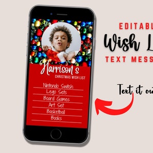 Weihnachtswunschliste Textnachricht, bearbeitbare Wunschliste, bearbeitbare Weihnachtsliste, Weihnachtsmannliste, Weihnachtsmann, Kinderweihnachtsliste, Feiertagsliste