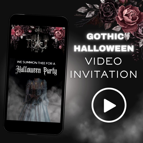 Gothic Halloween Video Invitation, Halloween Party Invite, Costume Party Invite, Video Evite, Spooky Inivte