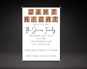 Game Night Invitation, Editable Canva Template (Digital Download)