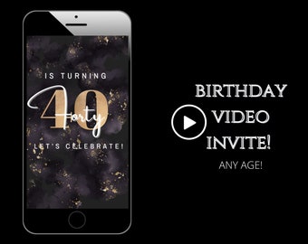 Animated Birthday Invitation Video,Any Age, Party Invitation with photo, Evite, Text Invitation, 30th Birthday invite