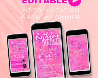 Editable Birthday Video Invitation, Canva Template (PDF)