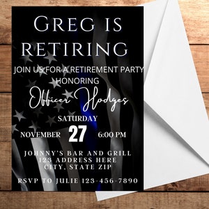 Police Retirement Digital Invitation, 5x7 Invitation, Police Party Invitation