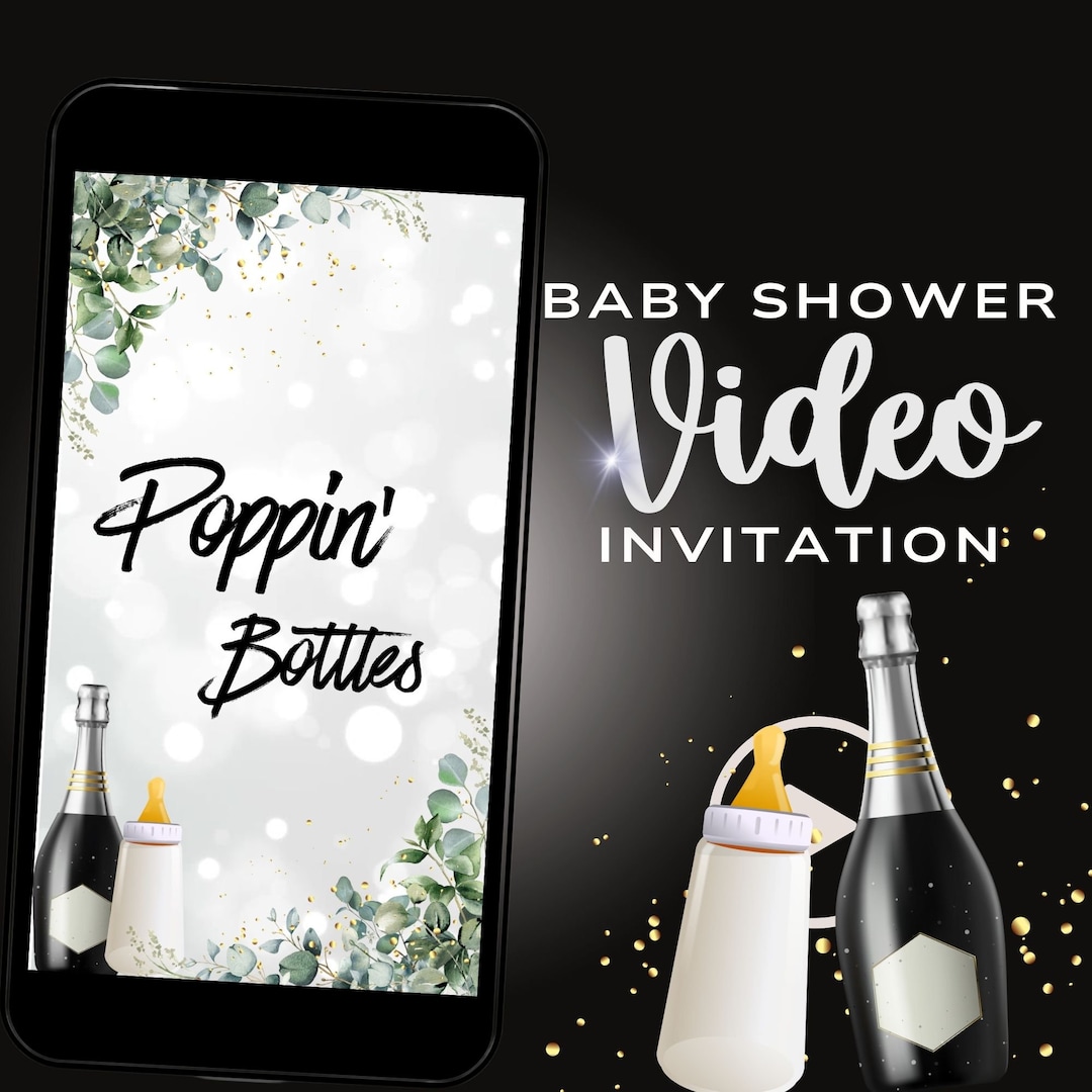 Poppin Bottles Baby Shower Video Invitation, Popping Bottles Evite