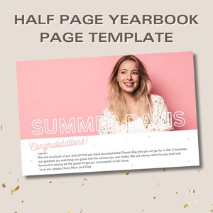 Half Page Yearbook Ad Template, Graduation Ad for Yearbook, Canva Template, Yearbook Page, High School Year Book