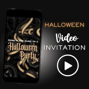 Halloween Party Video Invite, Halloween Invite, Halloween Invitation, Skull Evite, Snake Invite, snake Theme, black and gold