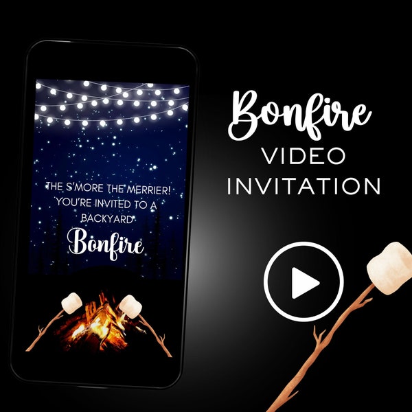 Bonfire Video Invitation, Bonfire Birthday Party, Backyard Party Invite, Video Evite, Video Invite, any age invite