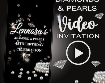 Diamond and Pearls Birthday Video Invitation, Animated Evite