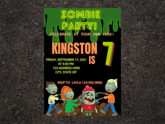 Zombie Birthday Invitation, Zombie Party Theme (Digital)