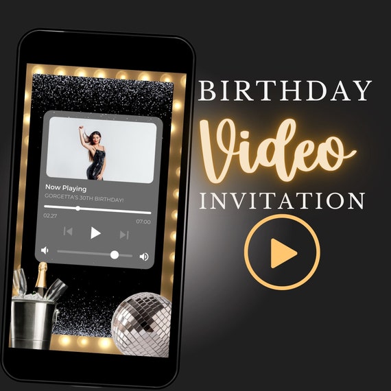 Music theme Video Invitation, Now Playing Evite, Video Invitation, Birthday Evite, Birthday Dinner Invitation, Video Evite