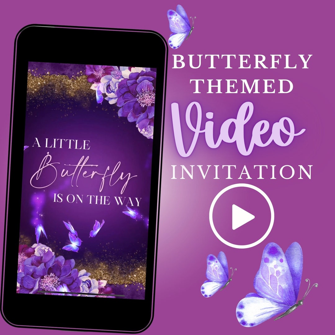 Butterfly Baby Shower Video Invitation, Butterfly Birthday Invite
