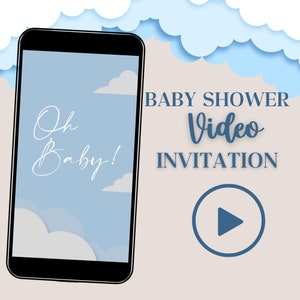 Video Cloud Baby Shower, Cloud 9 Baby shower invite, blue Baby shower, Boy Baby Shower Evite, Evite, Text invite