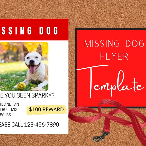 Missing Dog Poster Template, Missing Dog Flyer, Editable Flyer, Canva Template, Flyer Template