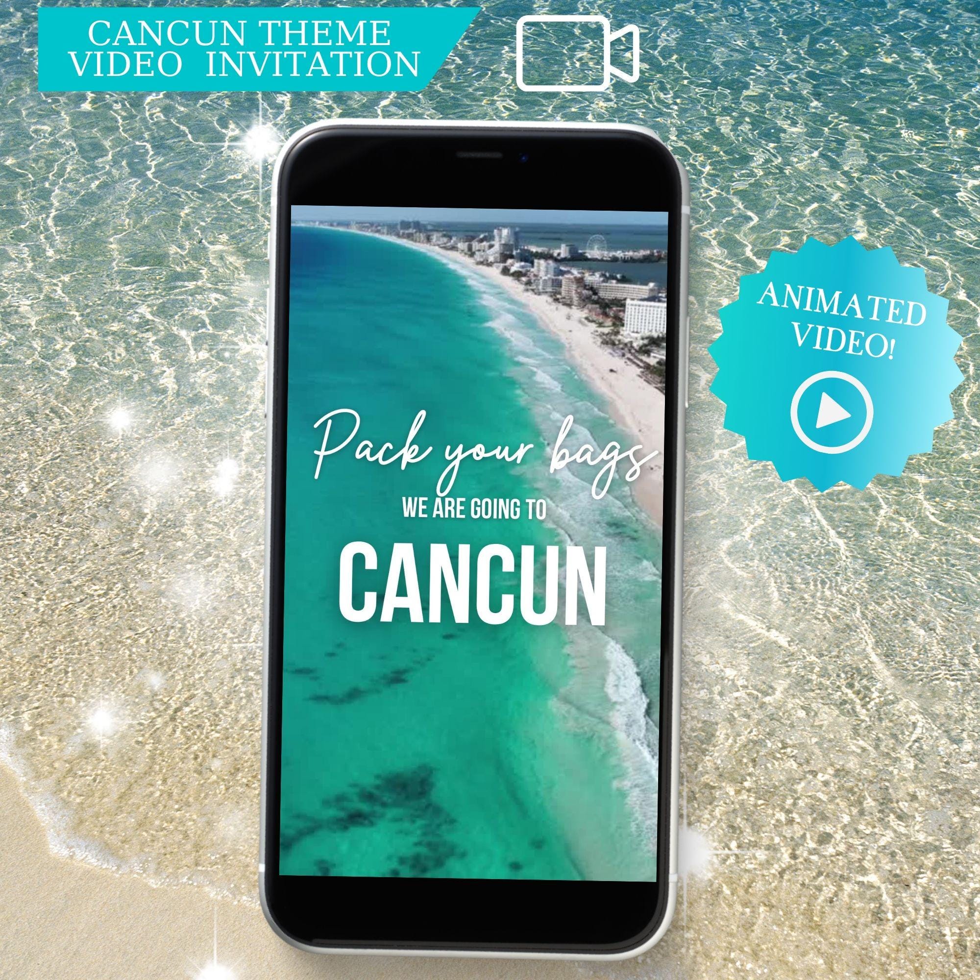 Cancun Mexico Video Invite, Beach Birthday, Mexico Birthday, Birthday Weekend, Beach Theme invite, Video Invitation