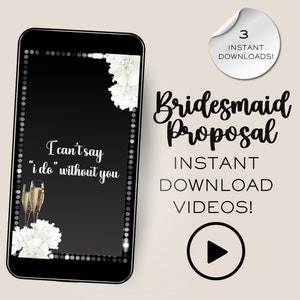 Bridesmaid Video Proposal, Set of 3 Videos, Instant Download Bridesmaid Proposals, Maid of Honor Proposal, Matron of Honor Proposal