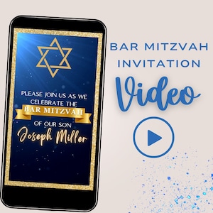 Invitación en video de Bar Mitzvah, Bar Mitzvah Evite, Bar Mitzvah Save the Date, Invitación de Bar Mitzvah, Invitación en video