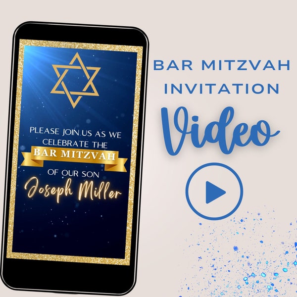 Bar Mitzvah Video Invitation, Bar Mitzvah Evite, Bar Mitzvah Save the Date, Bar Mitzvah Invite, Video invitation