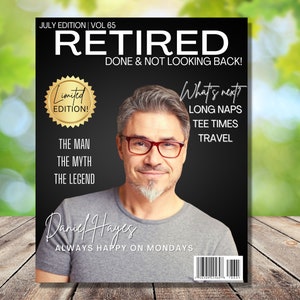 Copertina di rivista PERSONALIZZATA, file digitale, copertina di rivista personalizzata, regalo di pensionamento, copertina di rivista di pensionamento, regalo di pensionamento