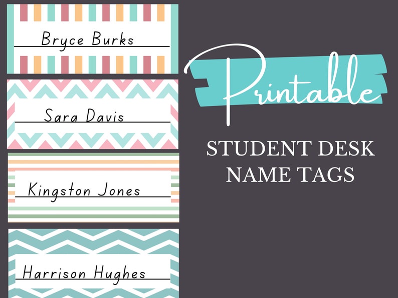 Printable Student Desk Name Tags for Teachers Instant Etsy